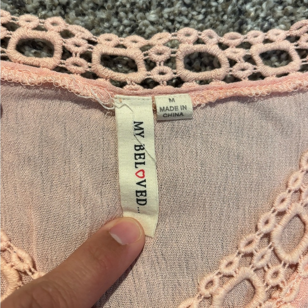 My Beloved Blush Lace Cold Shoulder Blouse - Picture 2 of 6